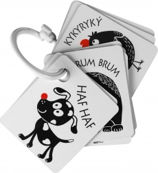 Kontrastowe karty z kolorowym elementem dla niemowląt