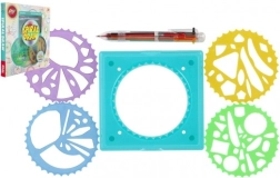 Inspiro zestaw do rysowania spiral z szablonami i sześcio‑kolorowym długopisem