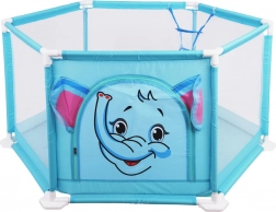 dziecięcy kojec do zabawy słonik z piłeczkami i koszem