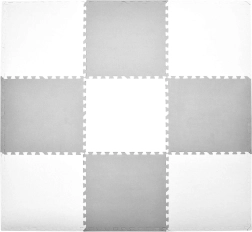 Piankowa mata puzzle Humbi XXL biała i szara 180 × 180 cm