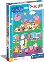 puzzle świnka peppa 2×60 elementów clementoni