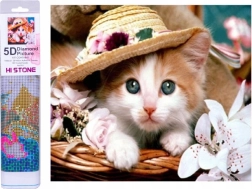 Mozaika diamentowa - Kot w kapeluszu