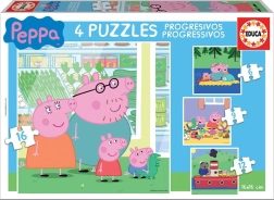 Puzzle EDUCA Świnka Peppa 4 w 1 (6, 9, 12, 16 elementów)