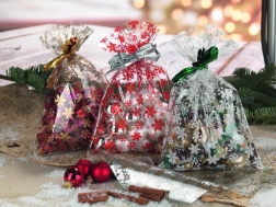 Celofanowy woreczek z motywem gwiazd 25x40 cm przeźroczysty