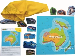 Drewniane puzzle Australia i jej zwierzęta 16 elementów i 10 zwierząt