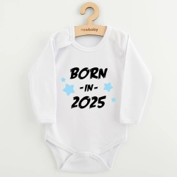 Niemowlęce body z nadrukiem new baby born in 2025, niebieskie