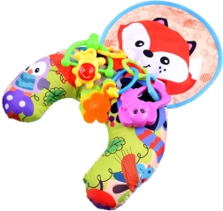 Stabilizująca poduszka dla niemowląt z grzechotkami i szeleszczącą podkładką – Lis