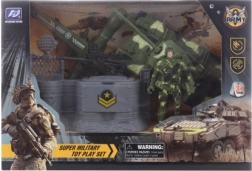 Wojskowy zestaw z dronem, żołnierzem i czołgiem