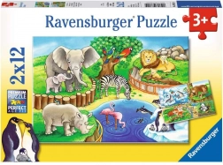 Puzzle 2x12 elementów Zwierzęta w zoo