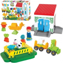 Mochtoys Klocki Pin Bricks Farma w pudełku 100 szt. + 3 figurki