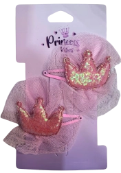 PINK spinki do włosów – brokatowa korona, 2 szt.