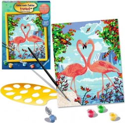 Malowanie według numerów - Zakochane flamingi