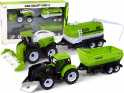 Zestaw pojazdów rolniczych z traktorem, kombajnem i cysterną