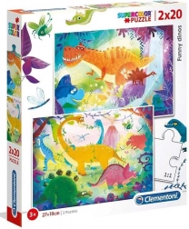 Puzzle 2×20 Super Color – zabawne dinozaury