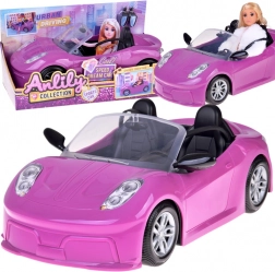 Fioletowy sportowy kabriolet dla lalek dla 2 lalek