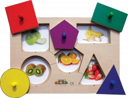 Just Jigsaws Drewniane puzzle kształty i pamięć 6 części i 4 wzory