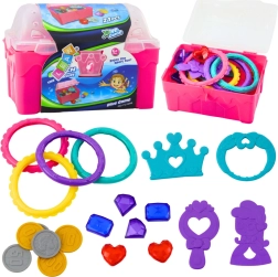 Skrzynia ze skarbami do nurkowania w wodzie, różowa, 21 szt.