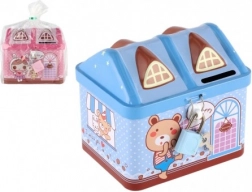 Metalowa skarbonka domek z zamkiem 12 × 11 cm