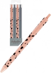 Zestaw 4 długopisów kulkowych szary i różowy, 0,7 mm, czarny tusz