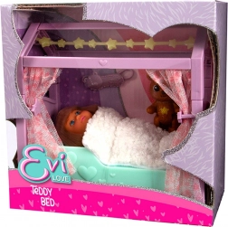 laleczka Evi Love z łóżeczkiem i świecącymi gwiazdkami