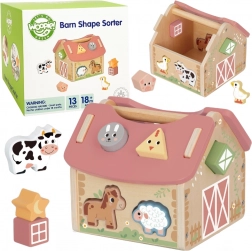 Woopie Green drewniany sorter farma kształtów i kolorów, 13 elementów