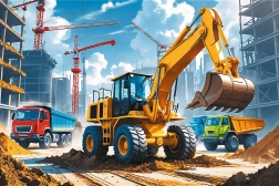 Puzzle Traktor z koparkoładowarką 60 elementów