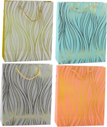 Papierowa torebka prezentowa ze złotymi falami 32 × 26 × 12 cm