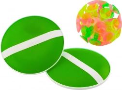 Gra zręcznościowa z okrągłymi paletkami i piłeczką z przyssawkami zielona