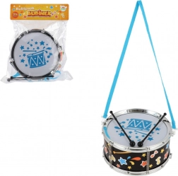 Plastowy bębenek z paskiem i pałeczkami 23 × 10 cm