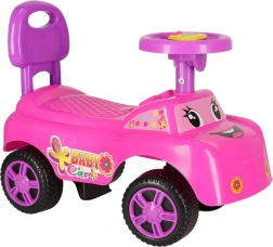 Jeździk pchacz autko ze śmiechem i klaksonem – różowy