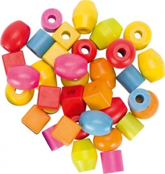 Drewniane koraliki i sznurki w pudełku – 45 sztuk