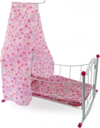 Metalowa kołyska dla lalek z baldachimem 38 cm