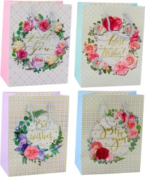 Torba Prezentowa Kwiatowe Wzory Best Wishes 23 x 18 x 10,5 cm