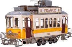Metalowy model żółtego tramwaju Prague 27,5 cm – dekoracja i model kolekcjonerski