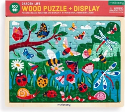 Drewniane puzzle MUDPUPPY – życie w ogrodzie, 100 elementów