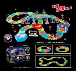 Świecący elastyczny tor wyścigowy 220 elementów z samochodzikiem LED