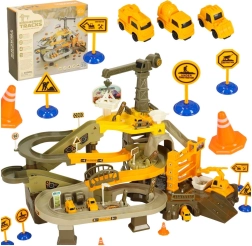 Wielopoziomowy tor samochodowy z motywem budownictwa