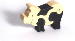 Fauna drewniana układanka wkladanka mała świnka