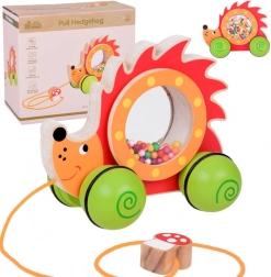 Drewniany jeżyk do ciągnięcia z kolorowymi kuleczkami