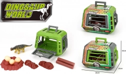 Dinozaur w klatce z akcesoriami