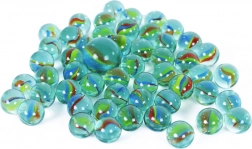 Szklane kulki z tęczowymi wzorami