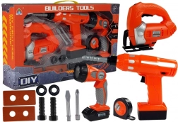 Zestaw narzędzi dla dzieci z wkrętarką akumulatorową, wyrzynarką i latarką – 12 elementów