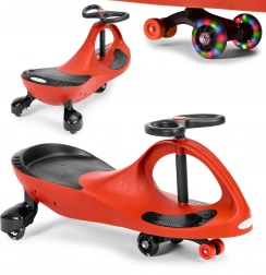 Jeździk wiggle car z kołami LED – ECOTOYS, czerwony