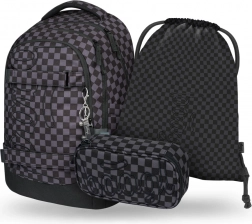 Zestaw przyborów szkolnych BAAGL Skate Max szary: plecak, piórnik i worek