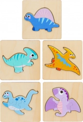 Drewniana układanka Puzzle Dinozaury 11 x 11 cm