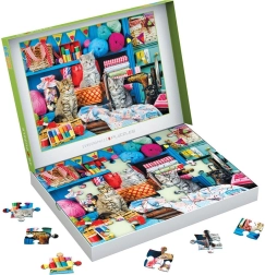 Puzzle EUROGRAPHICS Connecting Pieces Kocie dzierganie 48 elementów