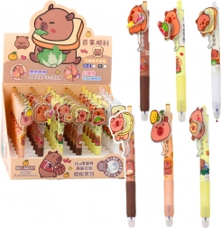 Długopis żelowy Kapibara z obrotowym elementem, niebieski tusz