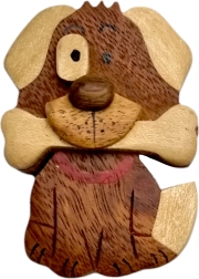 Drewniany magnes pies z kością – duży