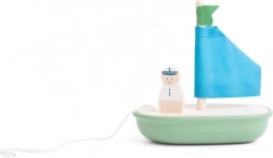 Drewniana żaglówka dla dzieci z kapitanem