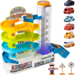 Interaktywna parkingowa garaż z windą i spiralną rampą dla dzieci